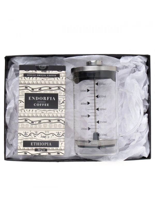 Borosilikat 600 Ml French Press ve 250 gr Etiyopya Kahve