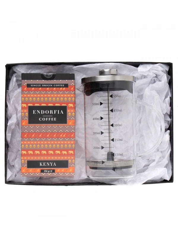 Borosilikat 600 Ml French Press ve 250 gr Kenya Kahve
