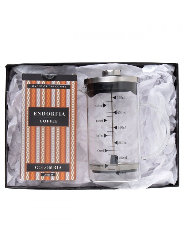 Borosilikat 600 Ml French Press ve 250 gr Kolombia Kahve