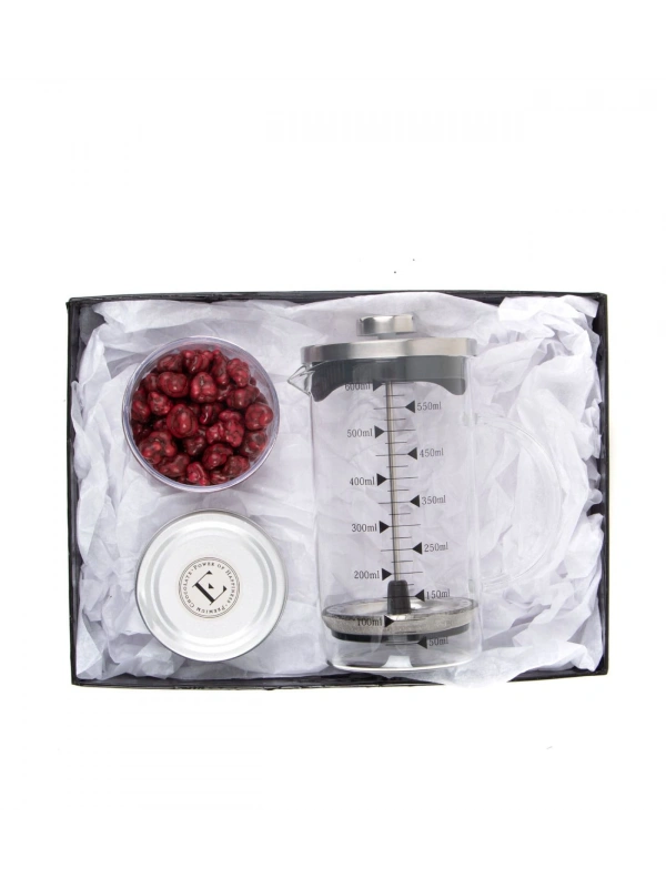 Borosilikat 600 Ml French Press ve Böğürtlen Draje