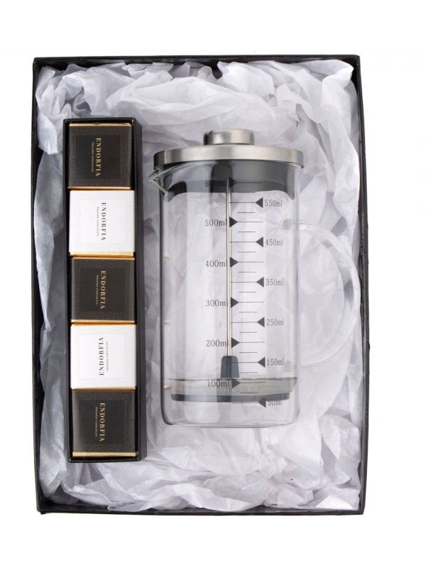 Borosilikat 600 Ml French Press ve Single Slim Mix Madlen Gold