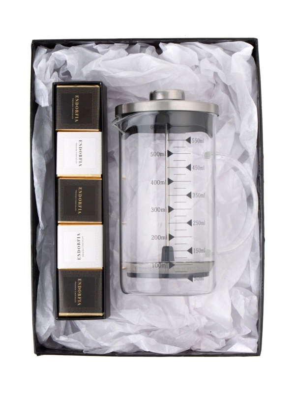 Borosilikat 600 Ml French Press ve Single Slim Mix Madlen Kırmızı