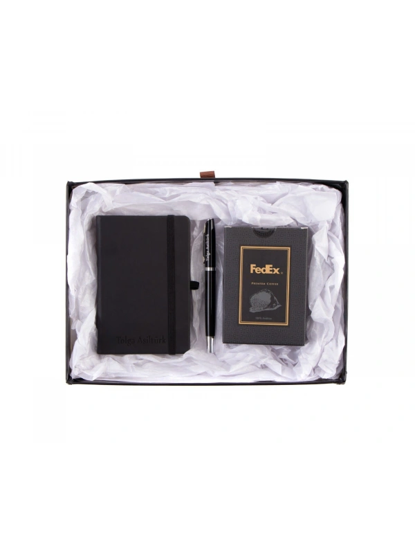 Hediye Kutusu Premium Kahve Termoderi Defter- Metal Roller Kalem - Öğretmenler Günü Hediyesi