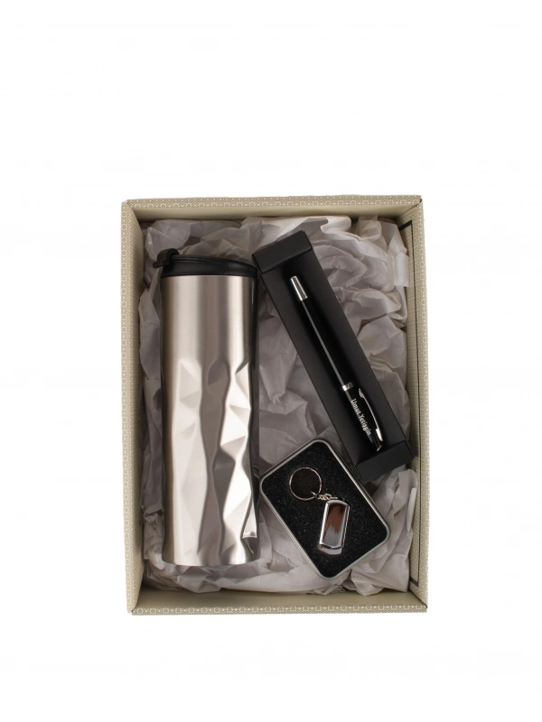 Kişiye Özel Bakla Desenli Çelik Termos- Metal Roller Kalem Siyah-Usb bellek 16 gb