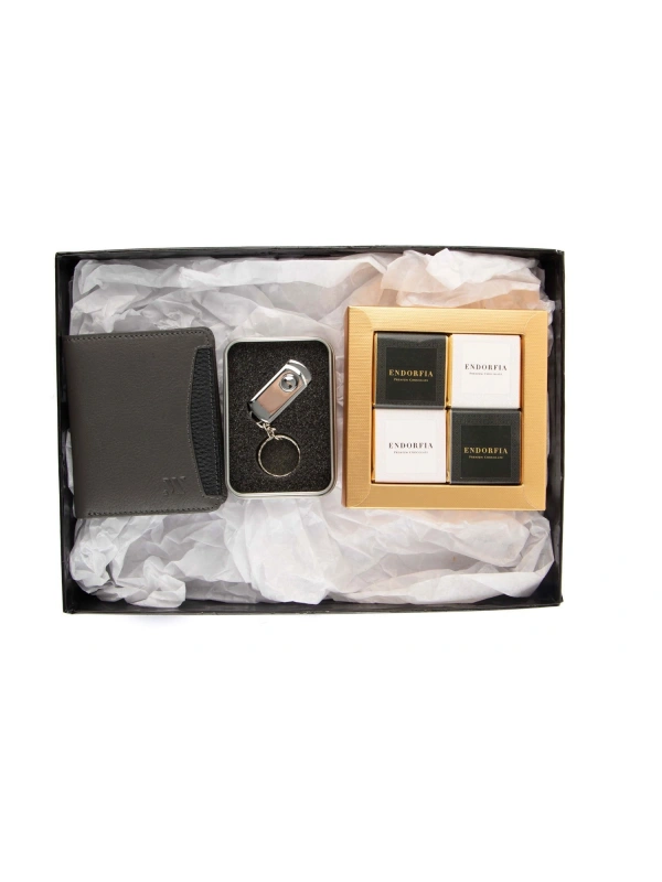 Kişiye Özel Hakiki Deri Cüzdan Gri-16 gb Usb Bellek Gümüş-Küçük Kurumsal Kutu Madlen Mix 801