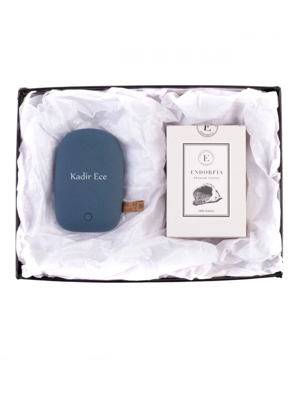 Kişiye Özel Power Bank Lacivert (Taş Powerbank) Premium Kahve