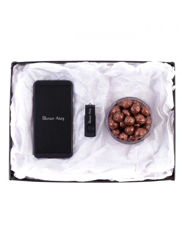 Kişiye Özel Powerbank Siyah - 32 GB USB Bellek Siyah - Dragee