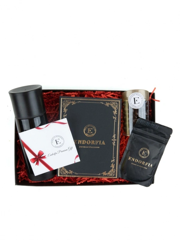 Kişiye Özel Sızdırmaz Termos Siyah - Brown Book Madlen Mix. Çikolata - Fıstık Bitter Draje 100 Gr - Endorfia Premium 40 Gr Filtre Kahve