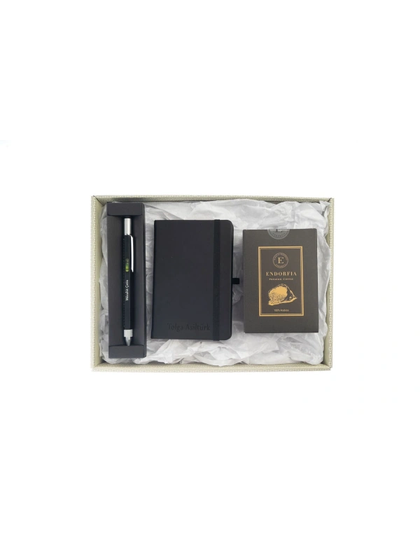 Kişiye Özel Termoderi Defter Füme-Doktor Kalemi-Filtre Kahve Siyah