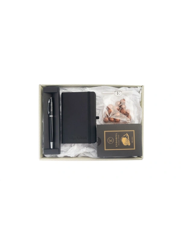 Kişiye Özel Termoderi Defter-Metal Roller Kalem-Filtre Kahve Siyah-Kahve Draje