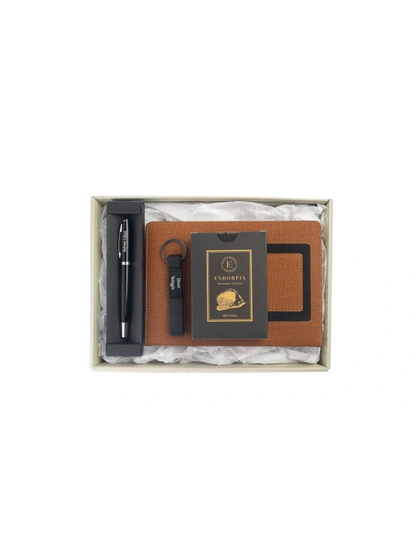 Kişiye Özel Termoderi Defter Taba-Filtre kahve Siyah-Metal Roller Kalem-Termoderi Anahtarlık