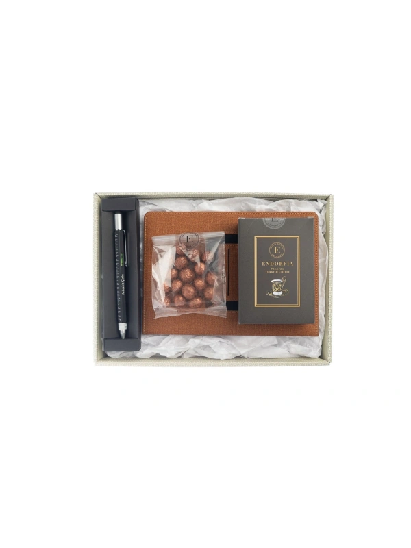 Kişiye Özel Termoderi Defter Taba-Mühendis Kalemi-Filtre Kahve Siyah-Kahve Draje
