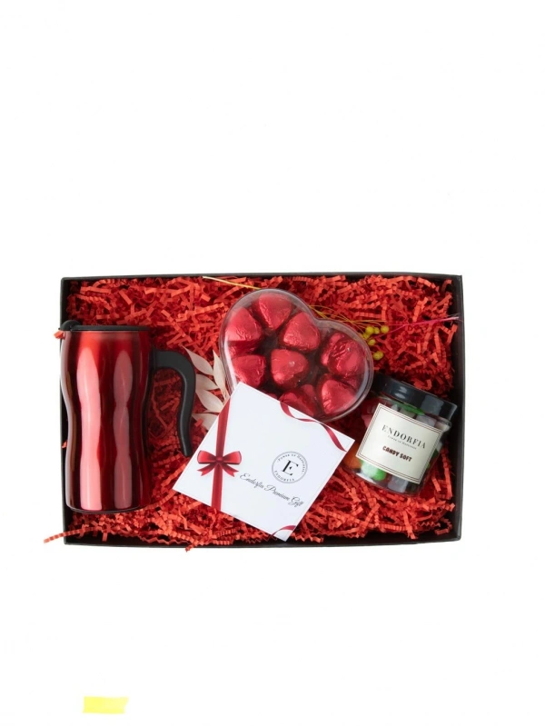 Kişiye Özel Termos Bardak - Fıstıklı Kalp Çikolata - Endorfia Yumuşak Şeker 230 Gr