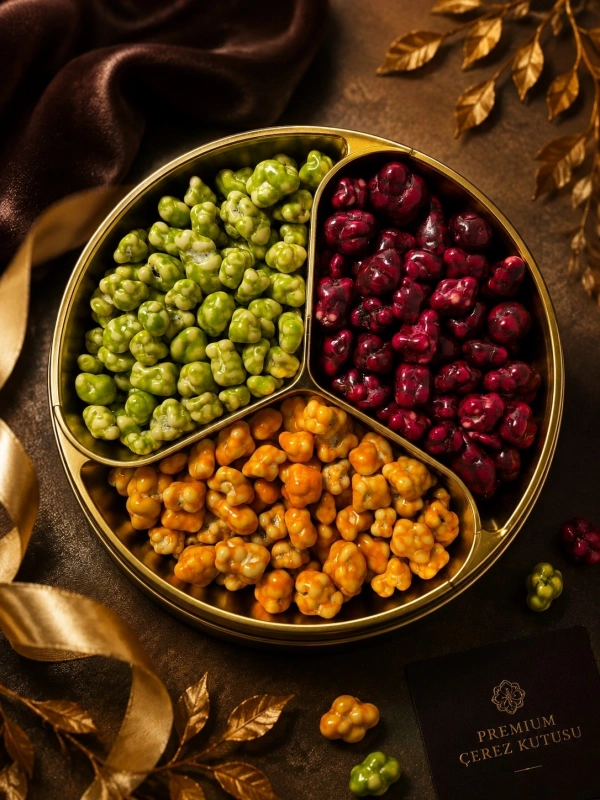 Meyve Aromalı Draje Kutusu 240 g | Mandalina, Şeftali ve Böğürtlen Draje (3 x 80 g)