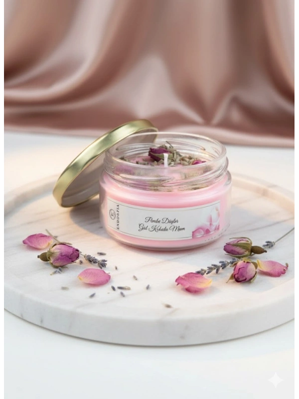Pembe Düşler Gül Kokulu Mum