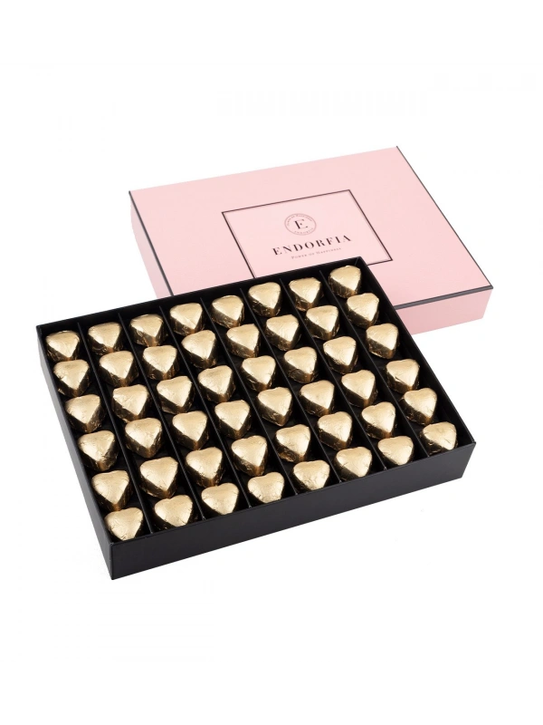 Single Maxi Fıstıklı Kalp Çikolata Gold-Pembe