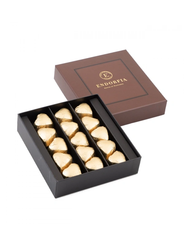 Single Modern Fıstıklı Kalp Çikolata Gold-Kahverengi