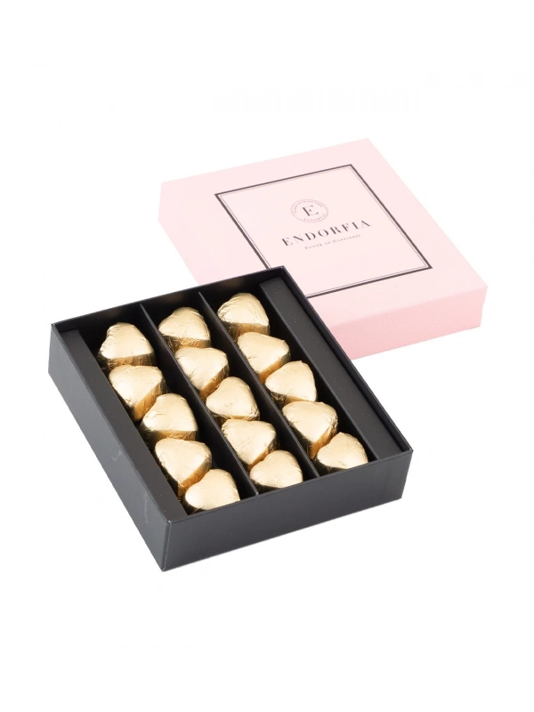 Single Modern Fıstıklı Kalp Çikolata Gold-Pembe