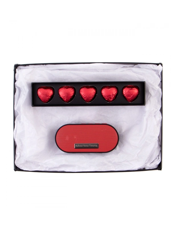 Single Slim Fıstıklı Kalp Çikolata Red - Bluetooth Hoparlör Kırmızı - Teknolojik Hediyeler