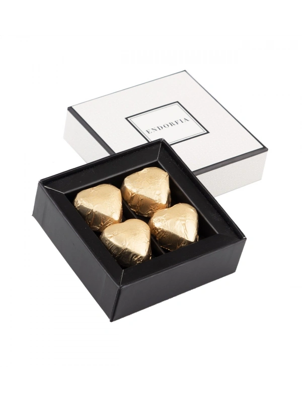 Single Small Fıstıklı Kalp Çikolata - Gold-Beyaz