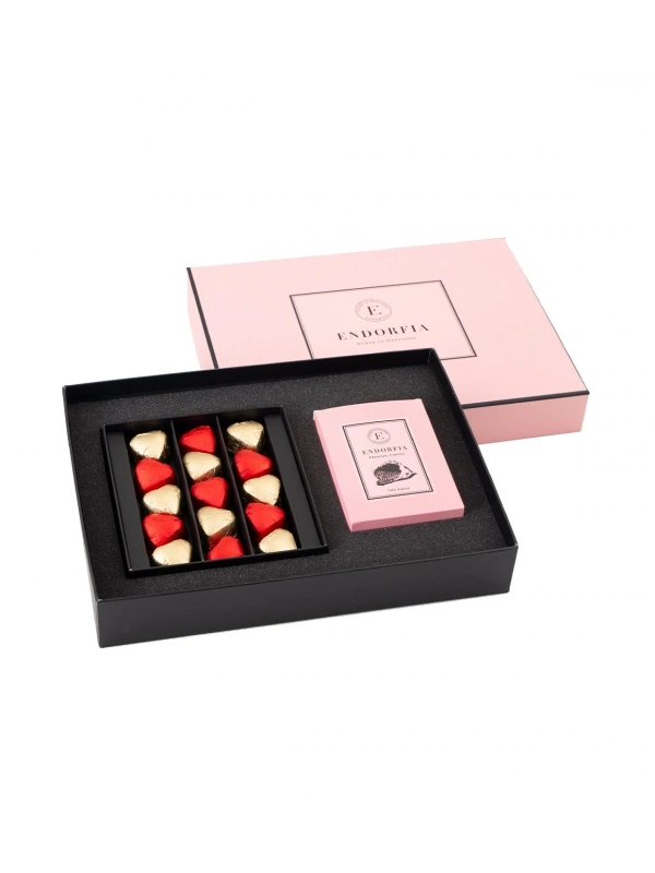 Twin Premium Fıstıklı Kalp Çikolata & Kahve Kırmızı-Gold-Pembe