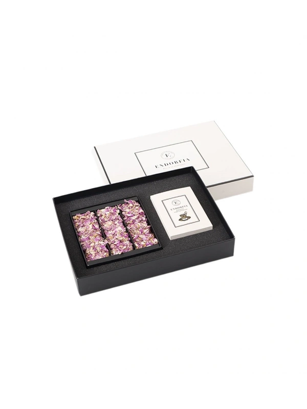 Twin Premium Gül Yapraklı Güllü Lokum & Kahve - Beyaz