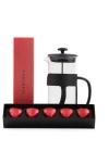 500 Ml French press ve  Single Slim Fıstıklı Kalp Çikolata Kırmızı