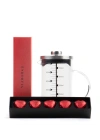 Borosilikat 600 Ml French Press ve  Single Slim Fıstıklı Kalp Çikolata Kırmızı