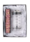 Borosilikat 600 Ml French press ve Single Slim Gül Yapraklı Lokum Gold