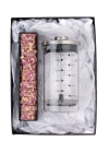 Borosilikat 600 Ml French Press ve Single slim Gül Yapraklı Lokum Kırmızı