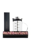Borosilikat 600 Ml French press ve Single Slim Gül Yapraklı Lokum Siyah