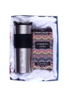 Kişiye Özel Hediyelik French Press Termos Gümüş & Guatemala Kahve Seti