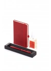 Kişiye Özel Termoderi  Defter Metal Roller Kalem-Sprey Kolonya Kırmızı