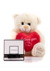 Single Small Minik Kalpli Beyaz Ayıcık & Fıstıklı Kalp Çikolata