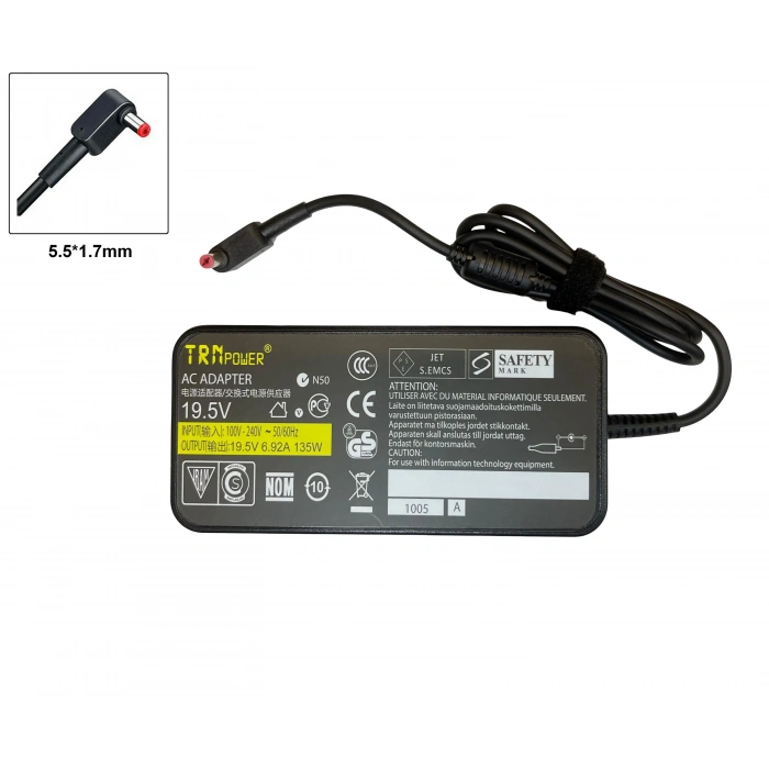 Acer Nitro 5 135W 19V 6.92A 5.5x1.7mm Notebook Adaptör Şarj Aleti