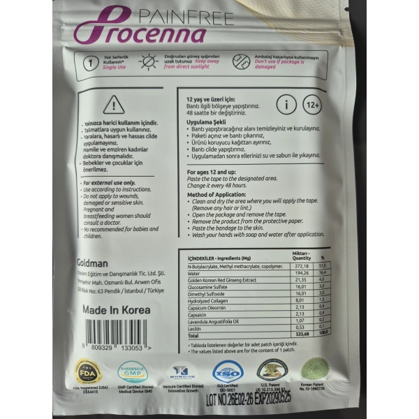Painfree ağrı azaltıcı bant