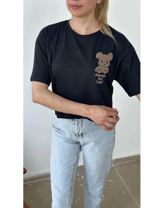 Ayıcık İşlemeli T-Shirt