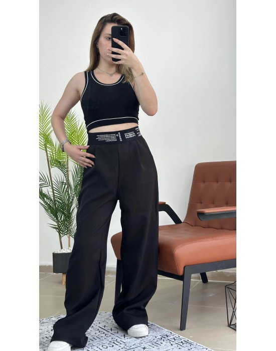 Ekru Beli Lastikli Elena Pantolon