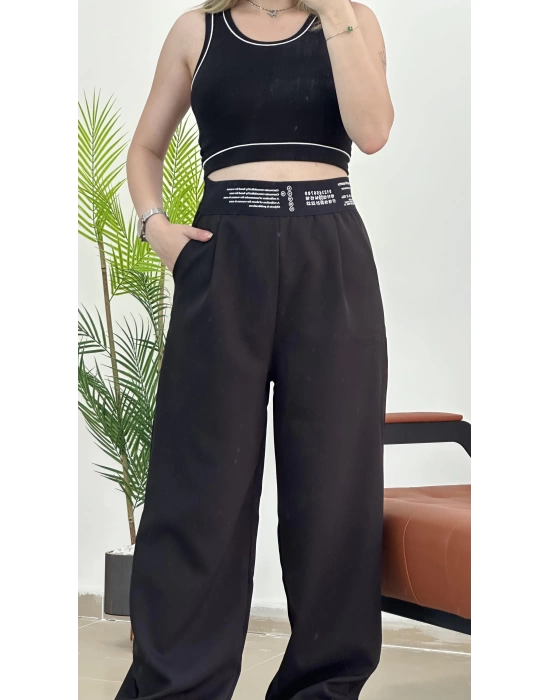 Ekru Beli Lastikli Elena Pantolon