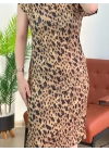 Pileli Kol Leopar Elbise