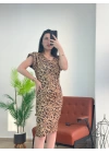 Pileli Kol Leopar Elbise