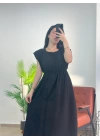 Pileli Omuz Vatkalı Elbise