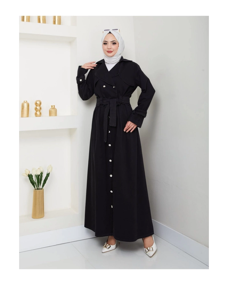 ETEKLİ CEKETLİ SİYAH KOT TESETTÜR TAKIM