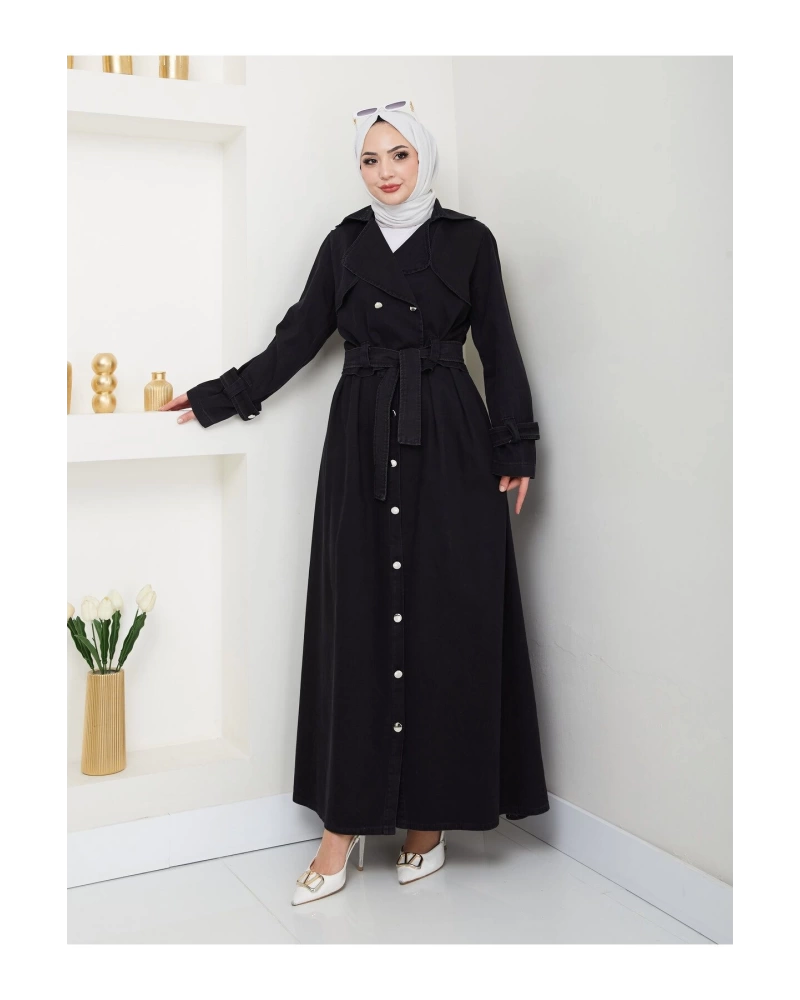 ETEKLİ CEKETLİ SİYAH KOT TESETTÜR TAKIM