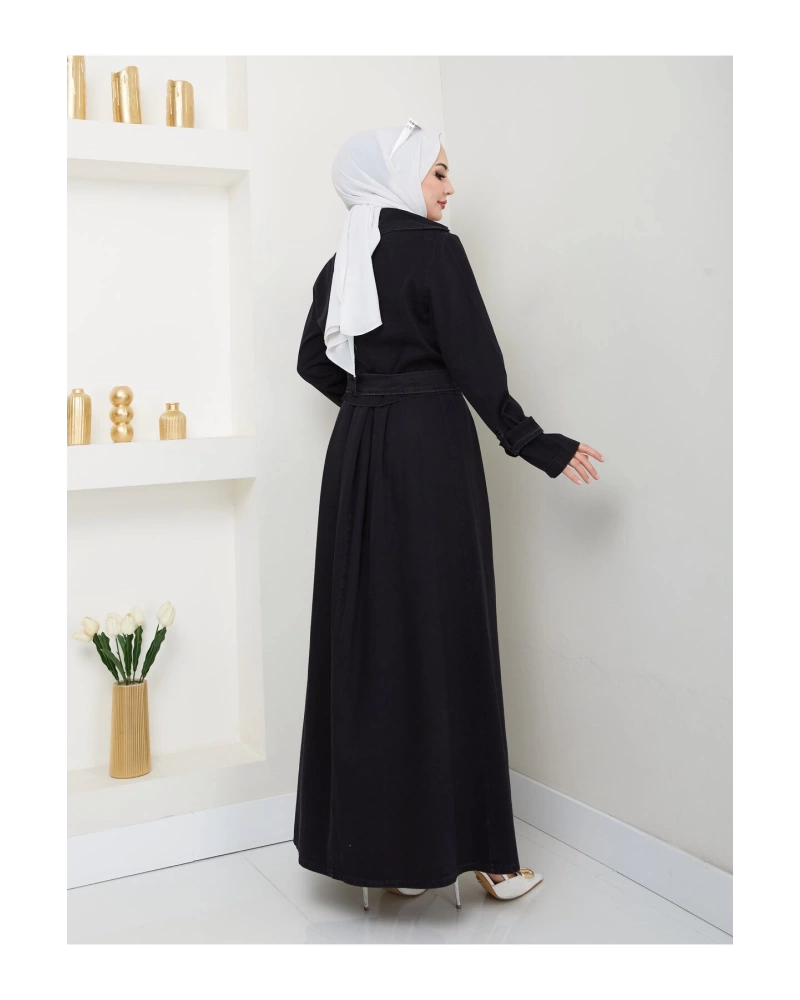 ETEKLİ CEKETLİ SİYAH KOT TESETTÜR TAKIM