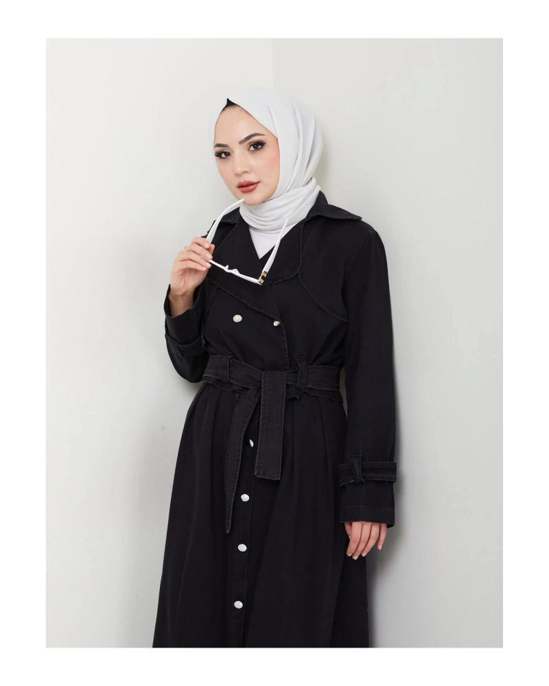 ETEKLİ CEKETLİ SİYAH KOT TESETTÜR TAKIM