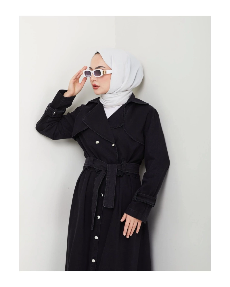 ETEKLİ CEKETLİ SİYAH KOT TESETTÜR TAKIM