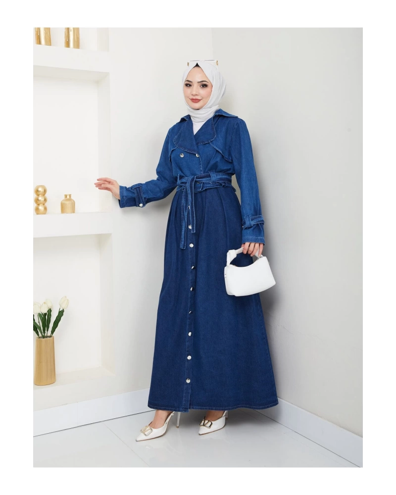ETEKLİ CEKETLİ KOYU KOT TESETTÜR TAKIM