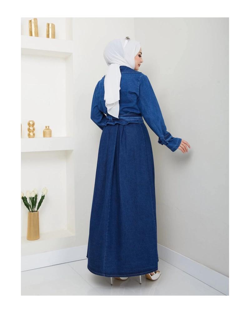 ETEKLİ CEKETLİ KOYU KOT TESETTÜR TAKIM