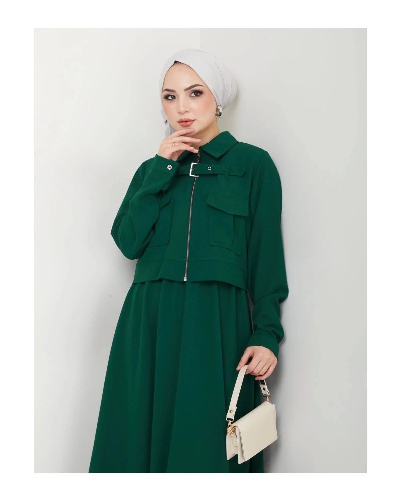ETEKLI CEPLE FERMELI CEKETLI  TESETTÜR TAKIM ZÜMRÜT